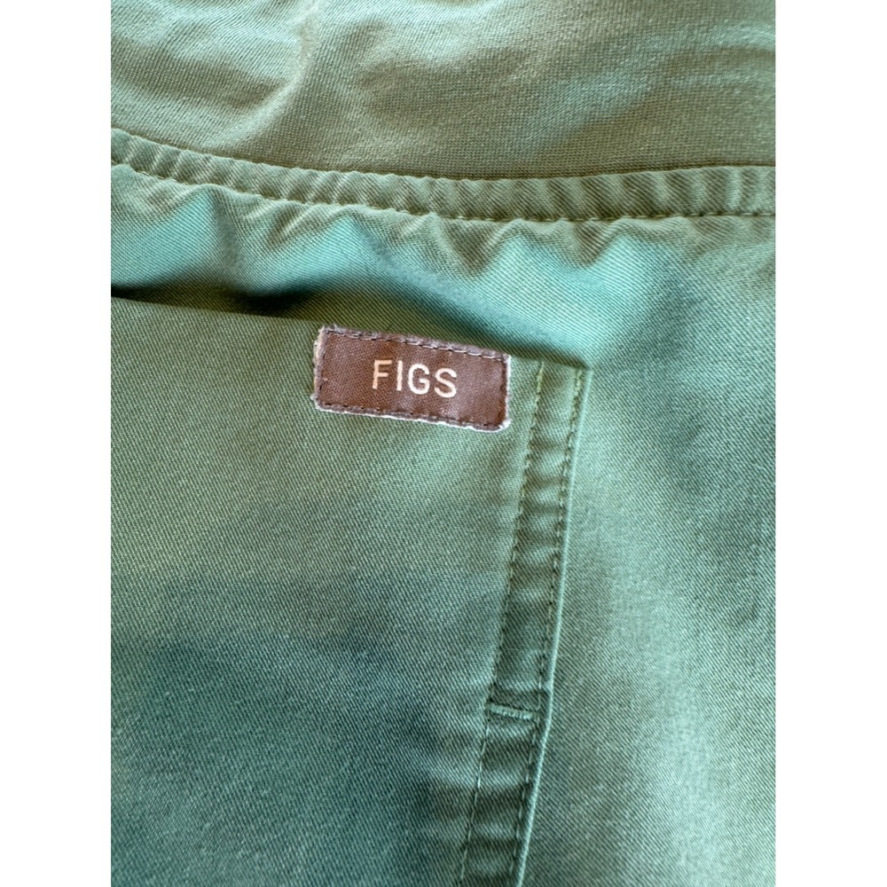 FIGS Zamora Jogger Scrub Pants Sage Green Neon Orange Drawstring Womens